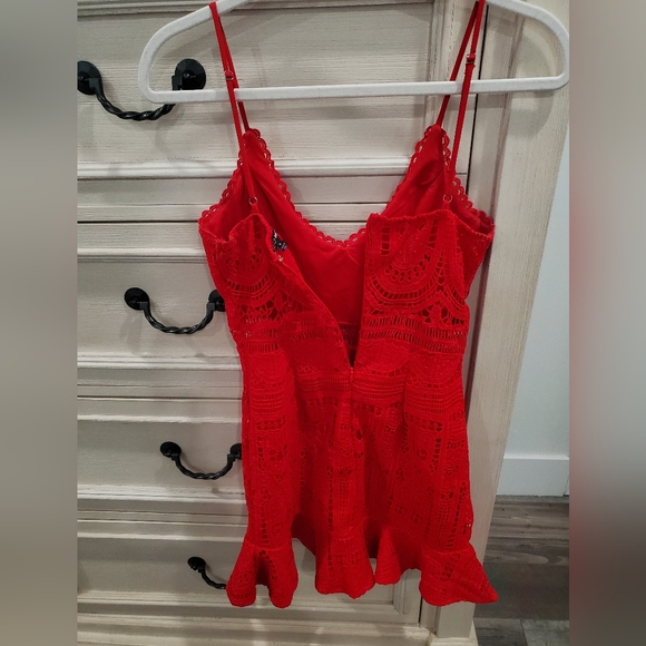 Sexy Red Crochet Mini Dress - Picture 3 of 8